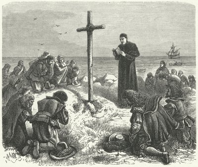 Landing of the Pilgrim Fathers in New England, 1620 by German School